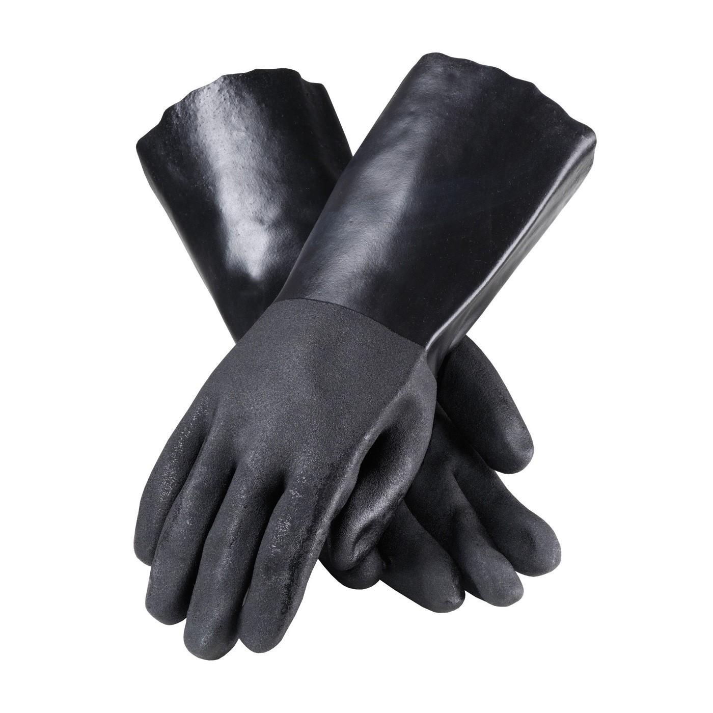 58-8140DD PIP Procoat PVC Gloves,Standard Sandy Finish,Black,14" Length,Interlock Lined