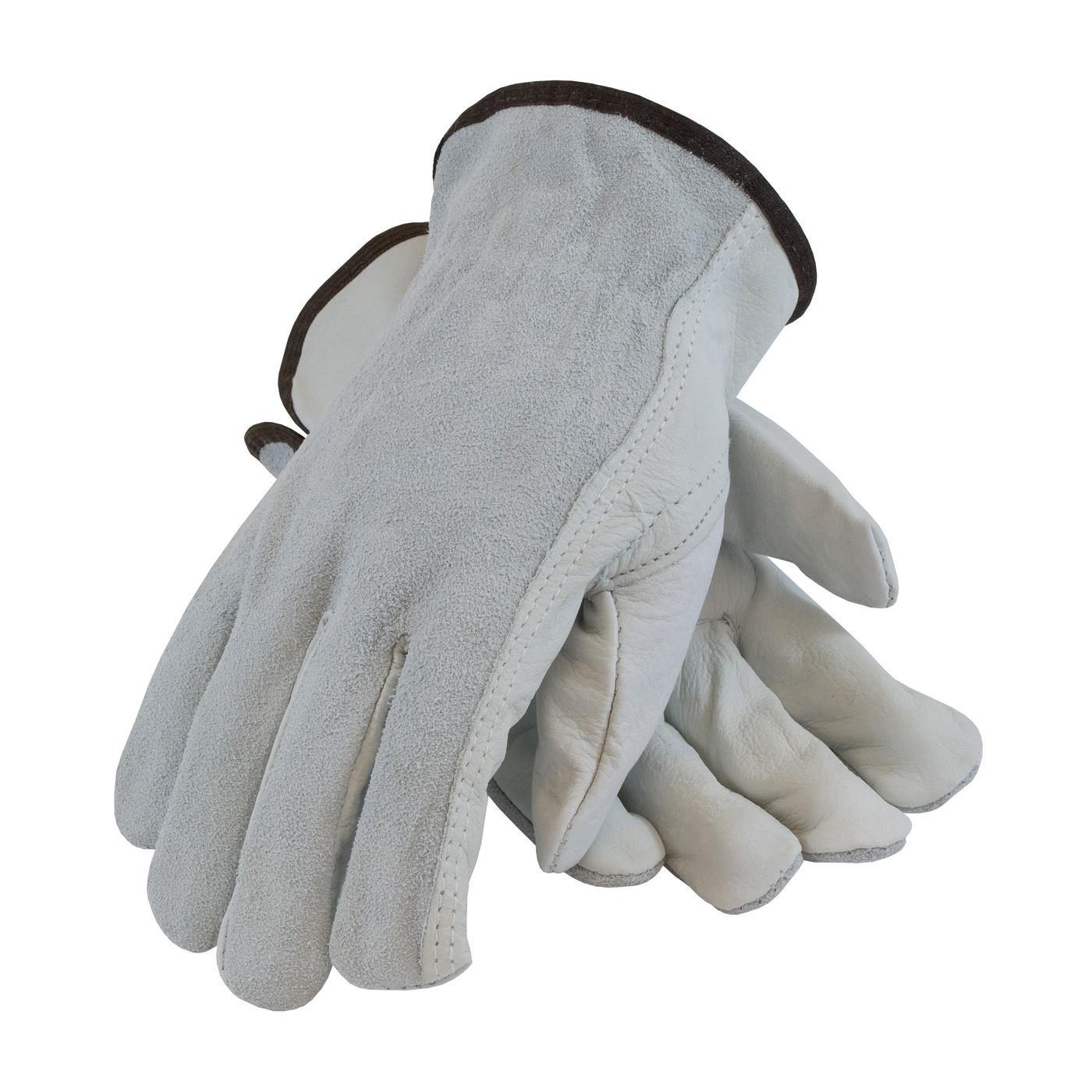 PIP TOP GRAIN COWHIDE DRIVERS, SPLIT COWHIDE BACK, GRAIN PALM, KEYSTONE THUMB, REGULAR GRADE , Size Large, Case Qty.: 10 Dozen