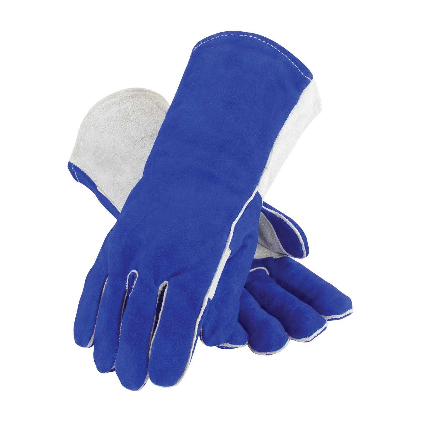Welding Glove, WELDERS' GLOVES, SIDE SPLIT WITH COTTON FOAM LINING, BLUE COLOR,