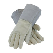 PIP MIG TIG WELDERS' GLOVES, TOP GRAIN COWHIDE, 4 1/2" LEATHER GAUNTLET CUFF, WING THUMB , Size Large, Case Qty.: 6 Dozen