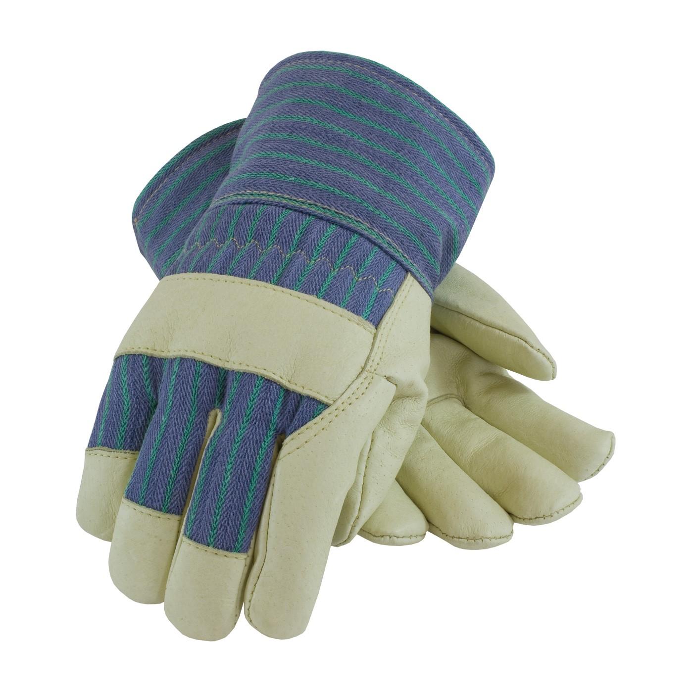 78-3927/L PIP Pigskin Leather Palm With Thinsulate Lining,Striped Fabric Back & Safety Cuff,L