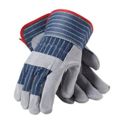 Protective Industrial Products A/B Grade Select Shoulder Split Cowhide Leather Palmp- Blue & Green, 10dz/case, Size Small