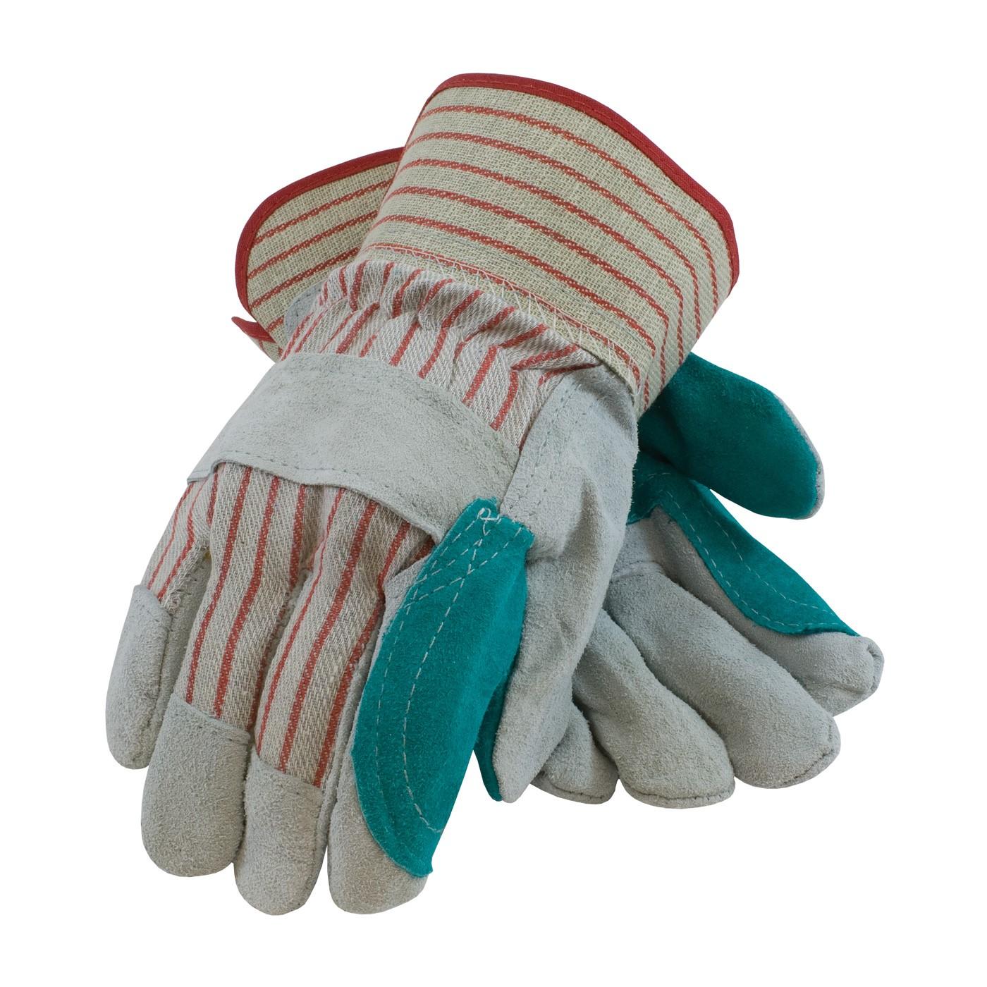 85-7512J PIP "B/C" Grade Split Cowhide,Gray & Red Striped Fabric,Double Palm