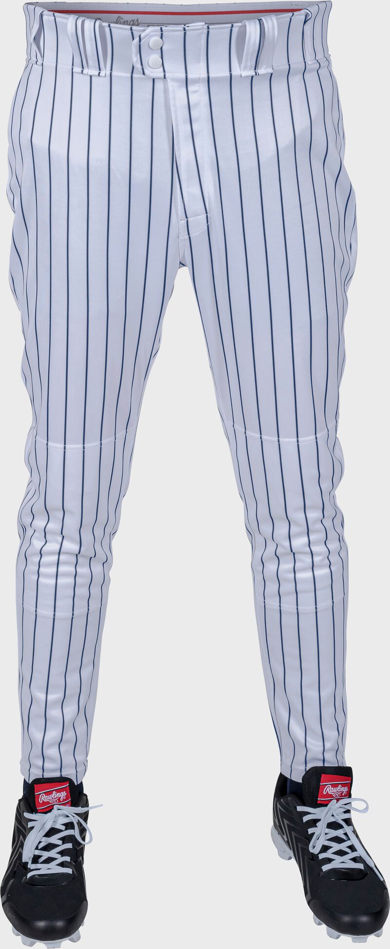 Rawlings Youth Plated Pro Taper Fit Pant With Sublimated Pro Stripe - Large - White/Navy