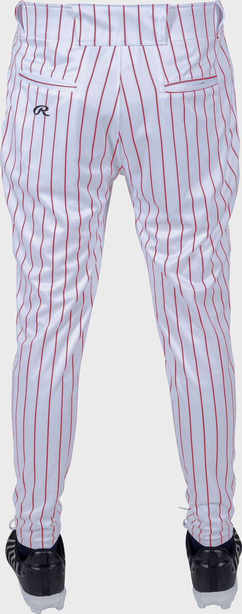 Rawlings Youth Plated Pro Taper Fit Pant With Sublimated Pro Stripe - Small - White/Scarlet