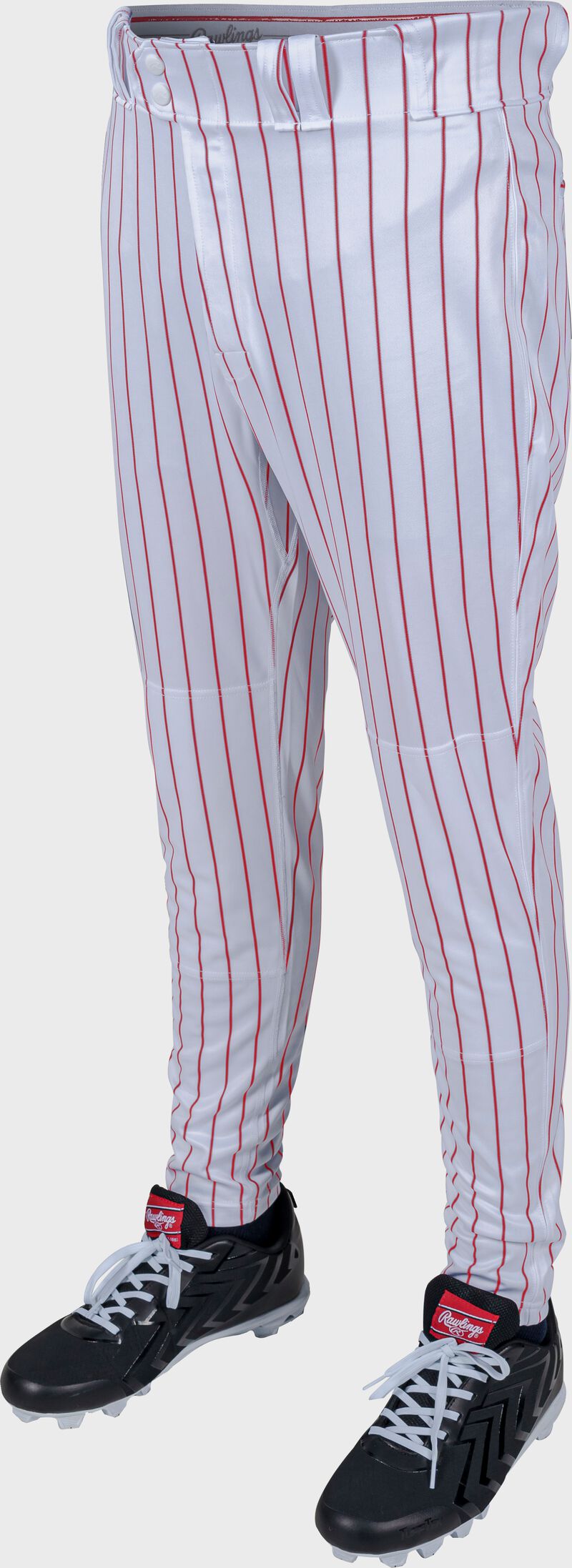 Rawlings Youth Plated Pro Taper Fit Pant With Sublimated Pro Stripe - Small - White/Scarlet