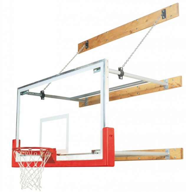 Stationary 6'-8' Competitor Basketball Package, Scarlet Red