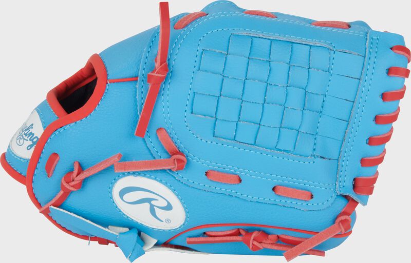 Rawlings Players Series Youth 10.5-Inch Baseball Glove - Right Hand Thrower - Columbia Blue/Scarlet
