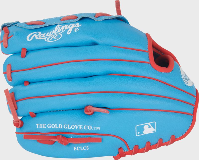 Rawlings Players Series Youth 10.5-Inch Baseball Glove - Right Hand Thrower - Columbia Blue/Scarlet