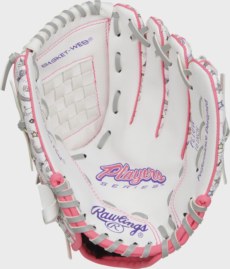 Rawlings Players Series Youth 10-Inch Baseball Glove - Right Hand Thrower - White/Unicorn Print