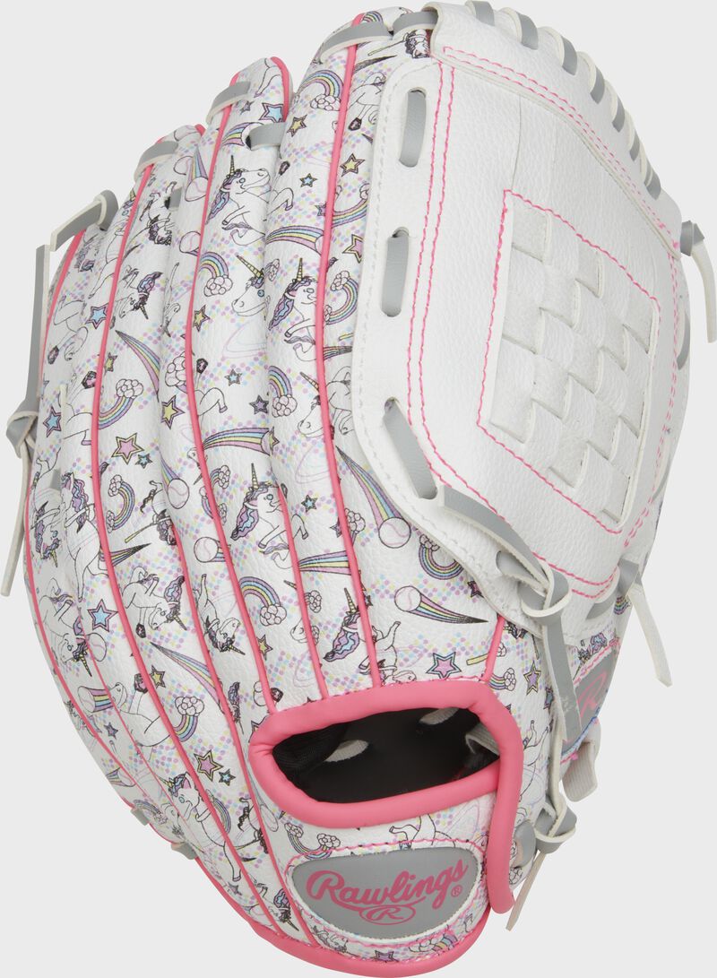 Rawlings Players Series Youth 10-Inch Baseball Glove - Right Hand Thrower - White/Unicorn Print