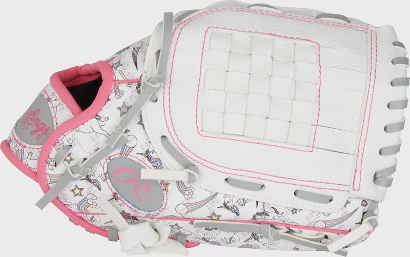 Rawlings Players Series Youth 10-Inch Baseball Glove - Right Hand Thrower - White/Unicorn Print