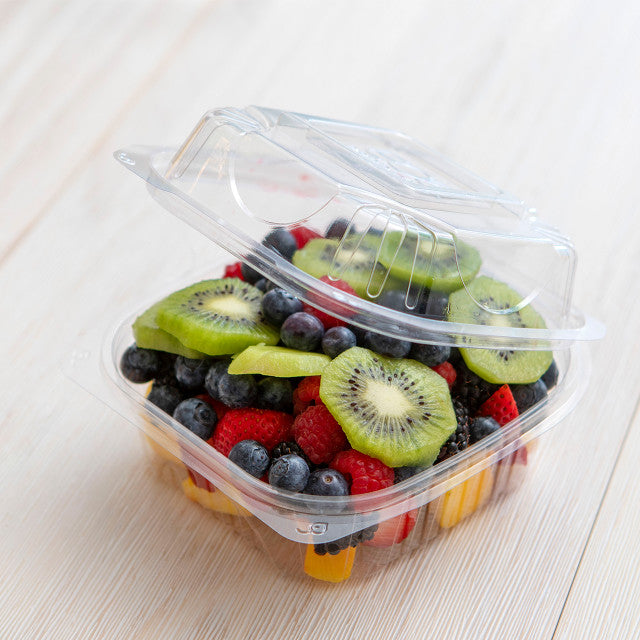 Renewable & Compostable Clear Clamshells - 6in x 6in x 3in - Case of 240