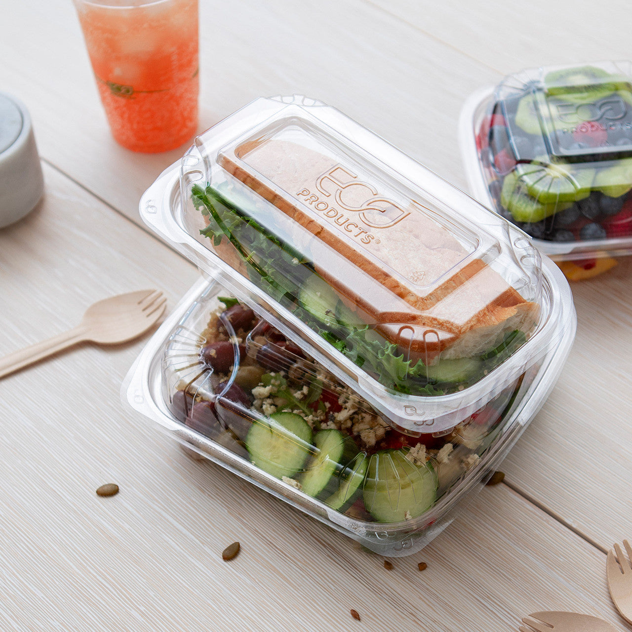 Renewable & Compostable Clear Clamshells - 9in x 6in x 3in - Case of 240