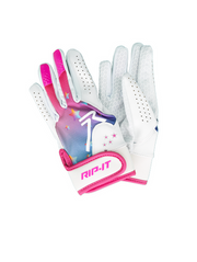 RIP-IT Girls Play Ball Starlight Softball Batting Glove - Small/Medium - White/Pink