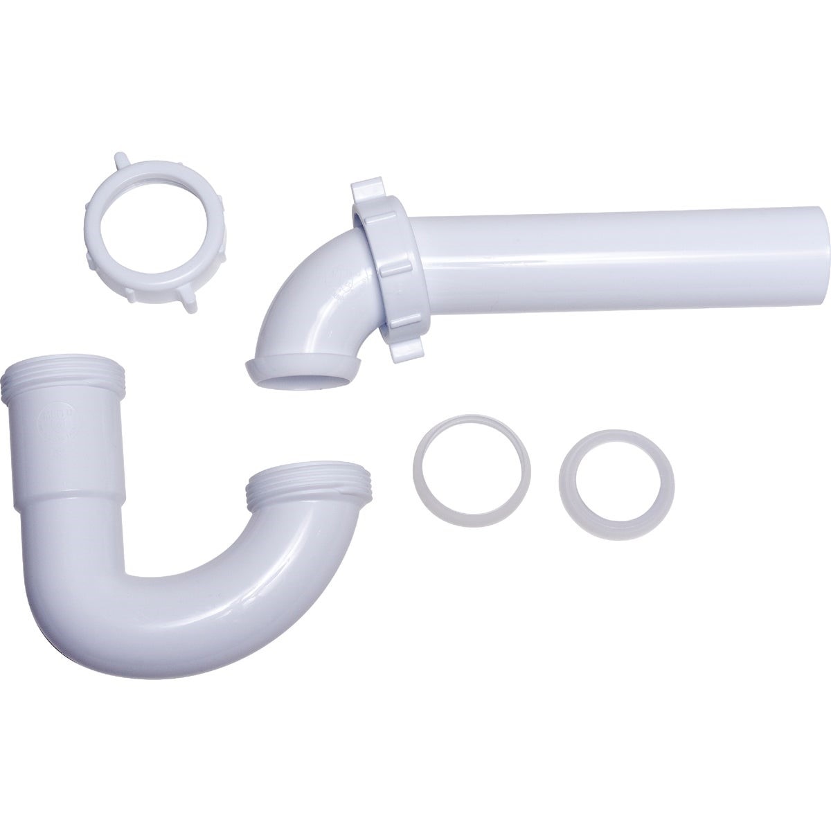 1-1/2 In. to 1-1/4 In. White Plastic P-Trap with Reducer Washer