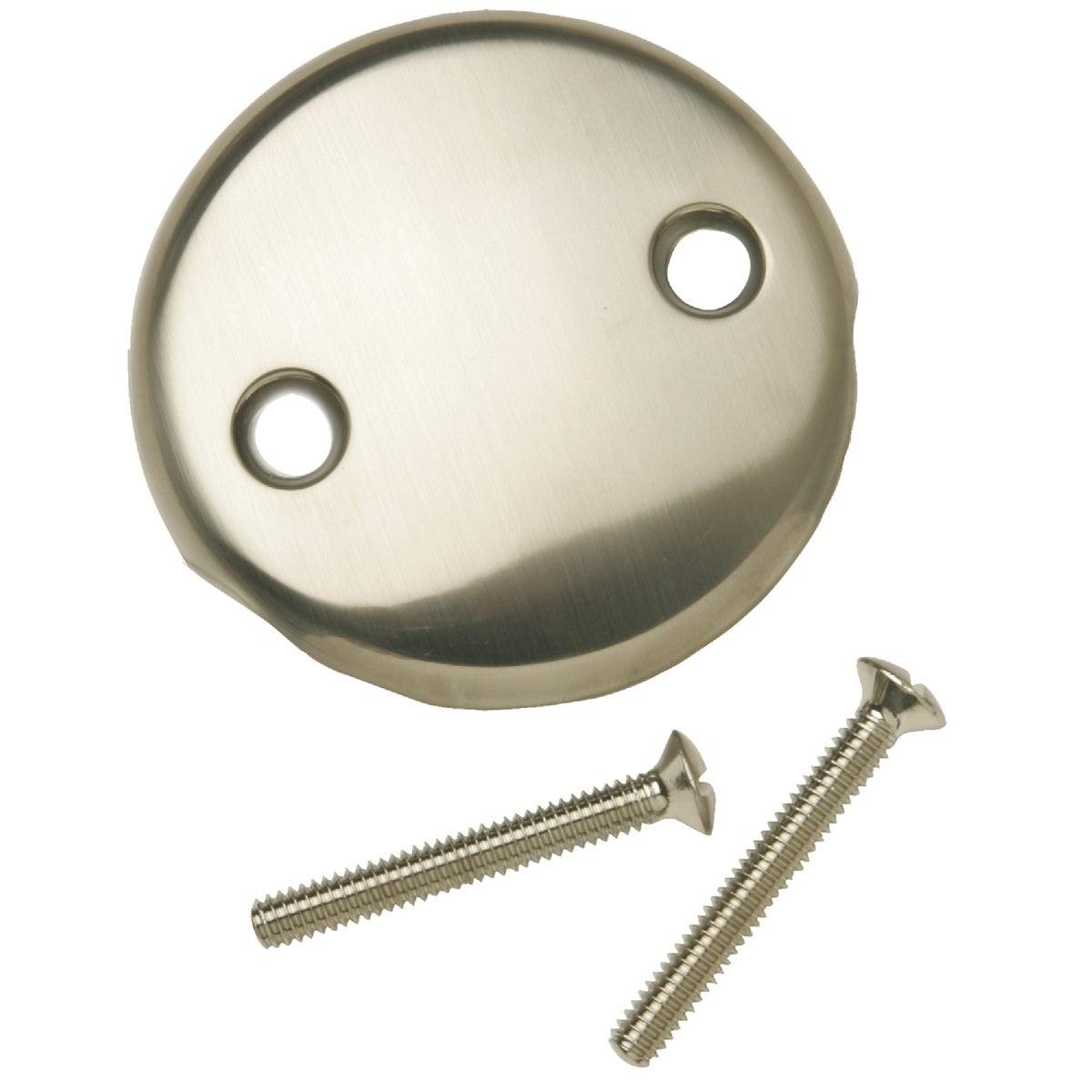 Two-Hole Brushed Nickel Bath Drain Face Plate