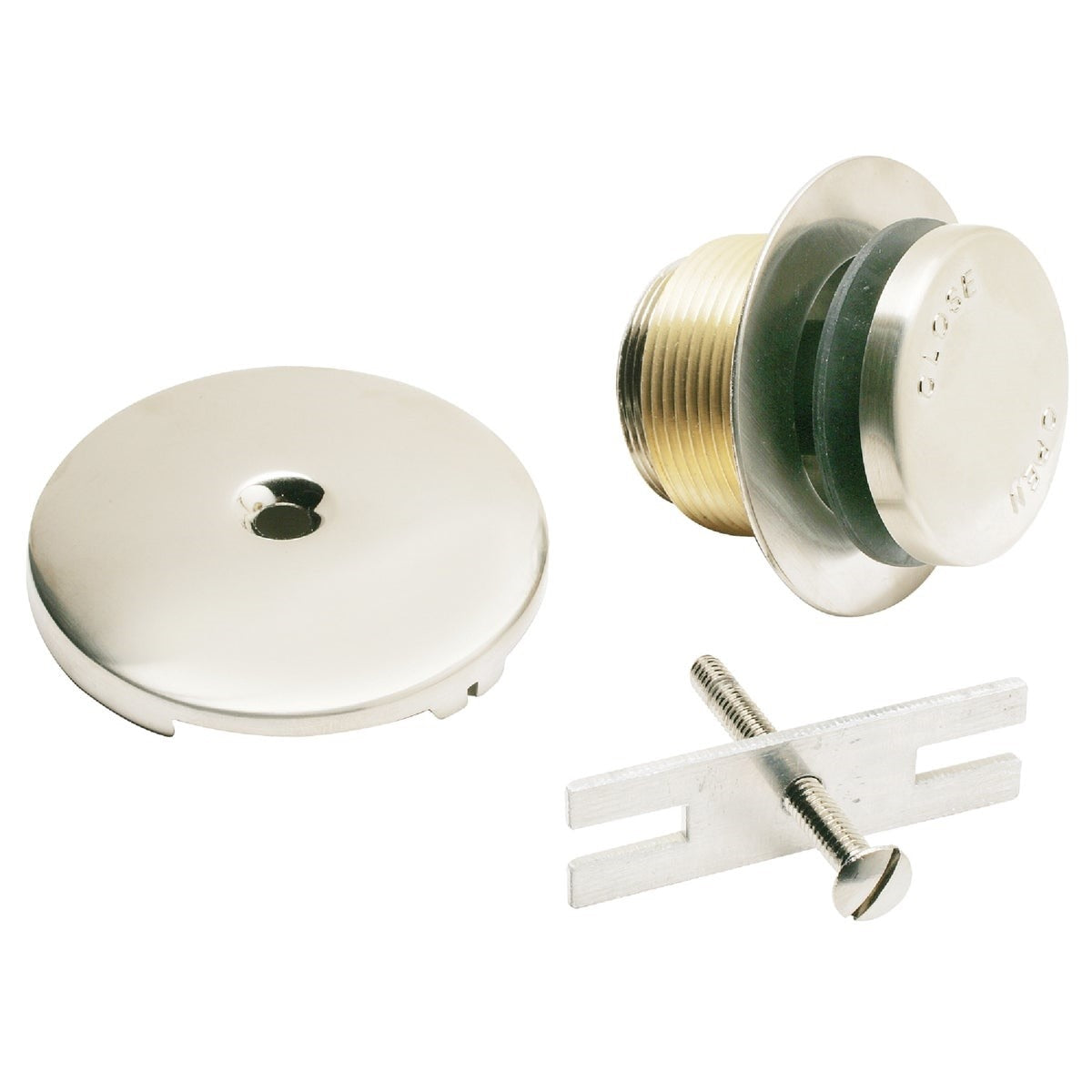 Foot Lok Stop Brushed Nickel Bath Drain Trim Kit