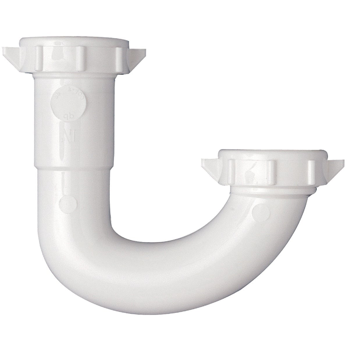 1-1/4" White Plastic J-Bend, Carded