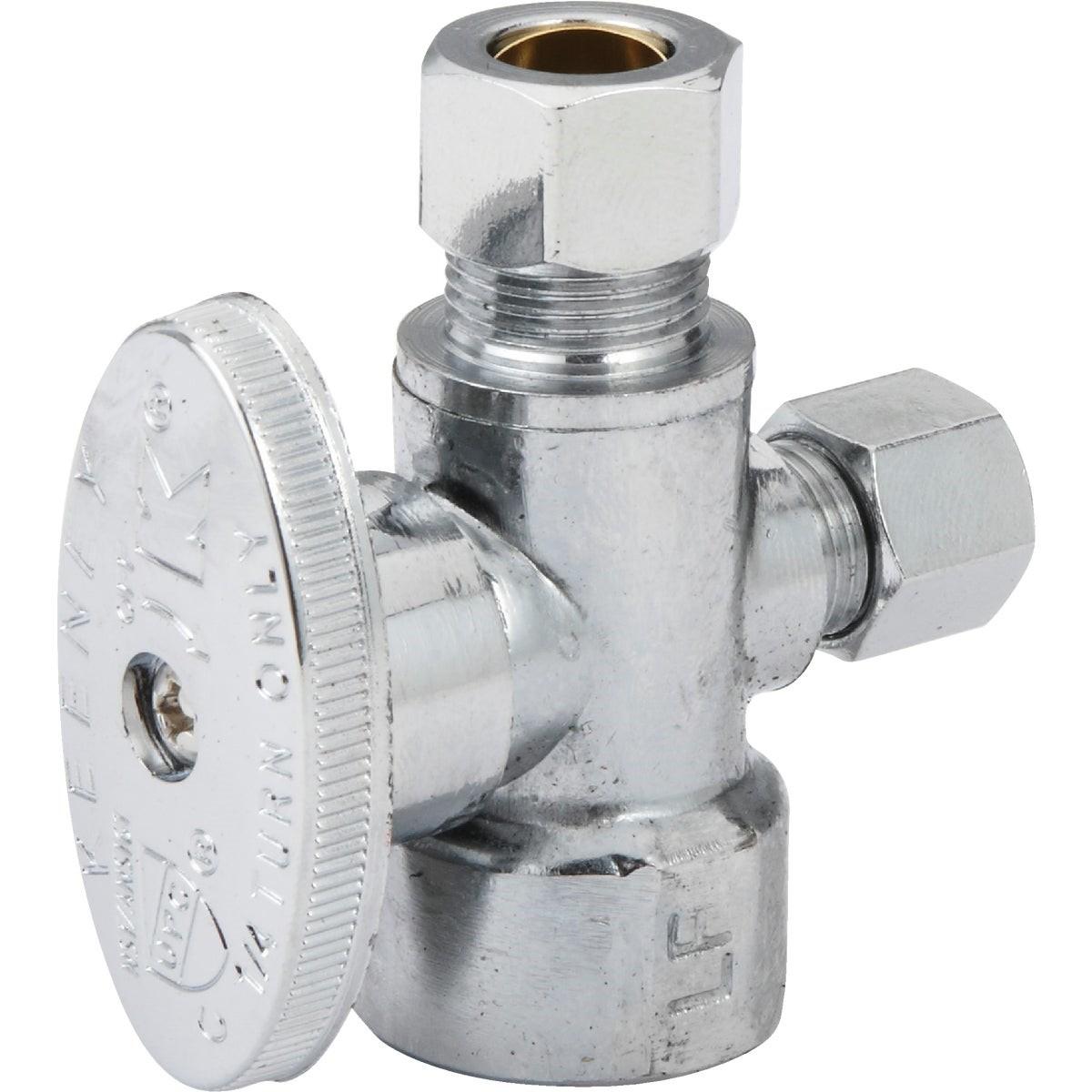 1/2 In. FIP x 3/8 In. OD x 1/4 In. OD Quarter Turn Angle Valve