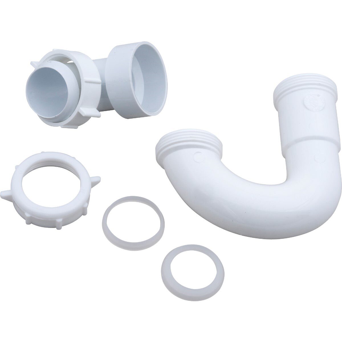 1-1/2 In. or 1-1/4 In. White Plastic Sink Trap with Reducer Washer