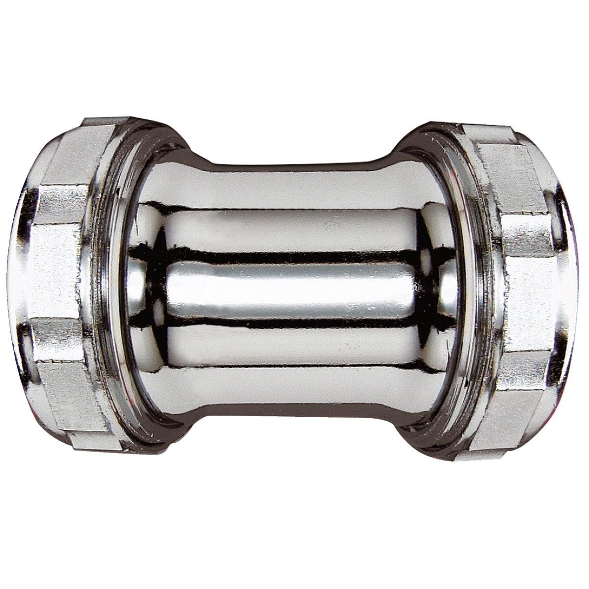 1-1/4 In. Chrome-Plated Brass Straight Coupling