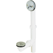 Keeney White Plastic Trip Lever Bath Drain with Polished Chrome Trim and Strainer & Dome Grid