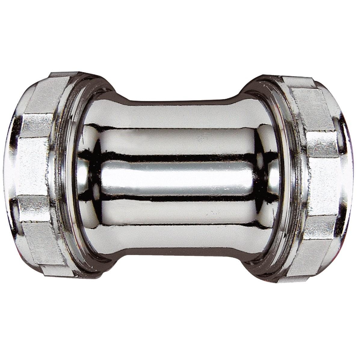 Double Slip 1-1/2 In. Chrome-Plated Brass Straight Coupling