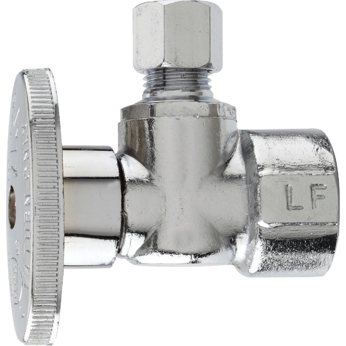 1/2 In. FIP x 1/4 In. OD Chrome-Plated Brass Quarter Turn Angle Valve