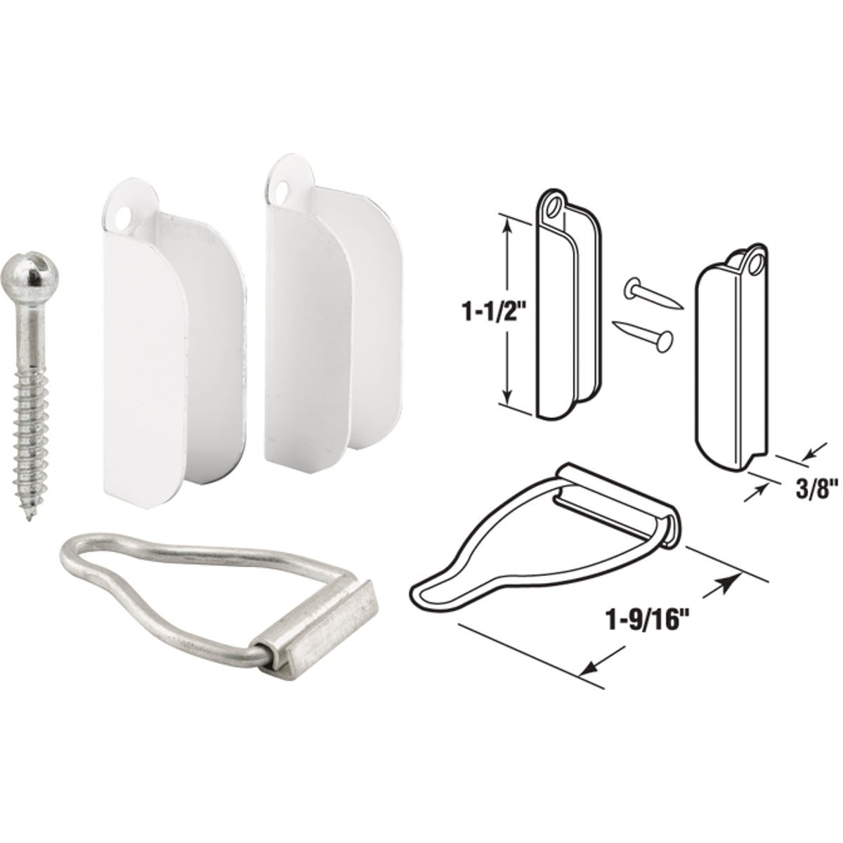 Prime-Line 3/8 In. White Hanger & Latch (2-Pack)