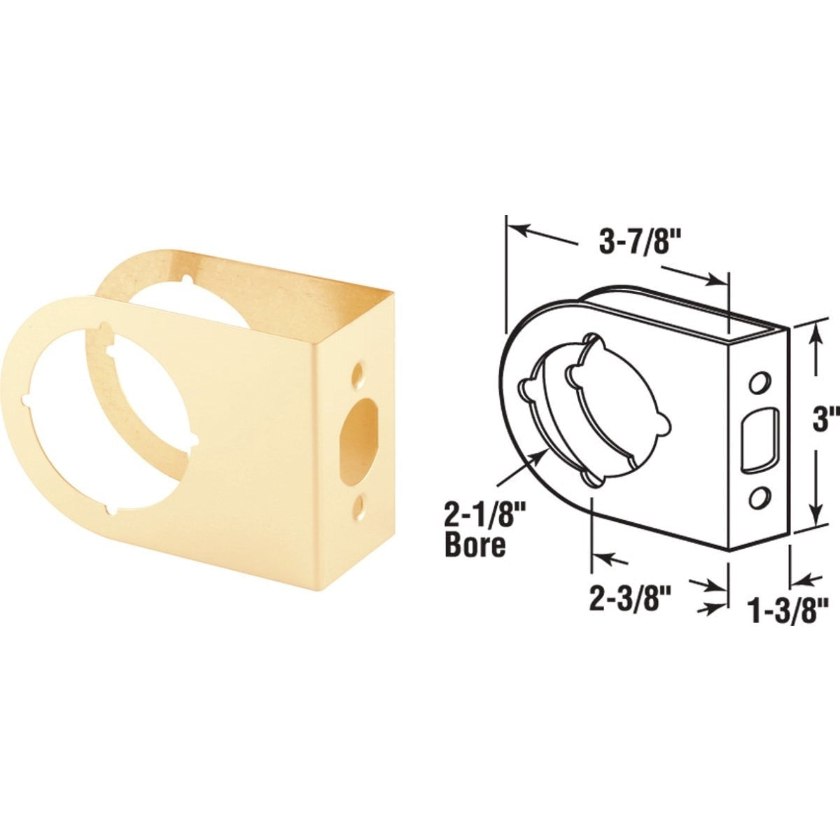 Defender Security 1-3/8 In. x 2-3/8 In. Brass Contemporary Door Reinforcer