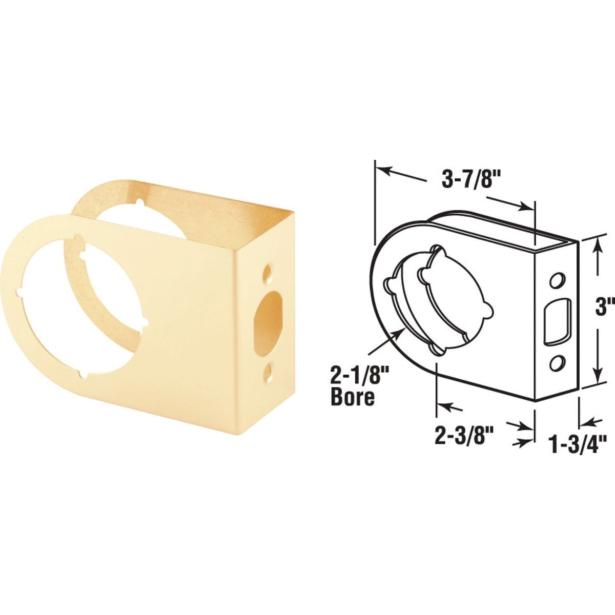 Defender Security 1-3/4 In. x 2-3/8 In. Brass Contemporary Door Reinforcer