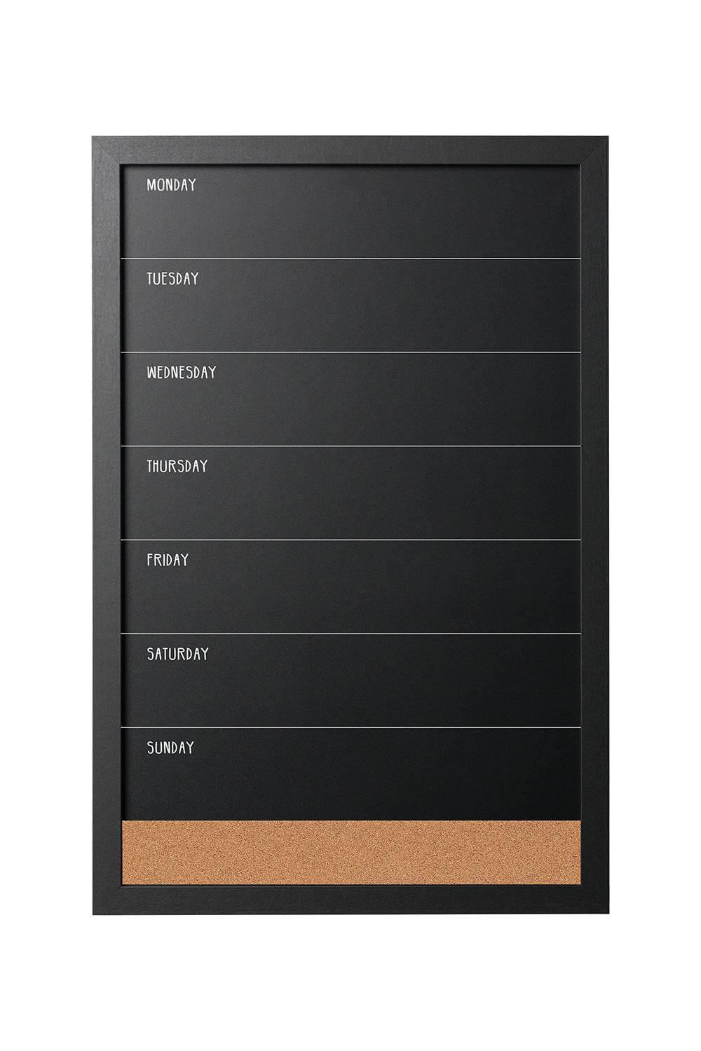 MasterVision Combo Weekly Planner Wallmount Chalkboard & Natural Cork 16x24" Black Frame