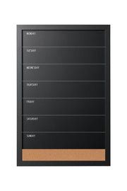 MasterVision Combo Weekly Planner Wallmount Chalkboard & Natural Cork 16x24" Black Frame