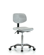 Polyurethane Chair Chrome - Medium Bench Height with Casters in Gray Polyurethane