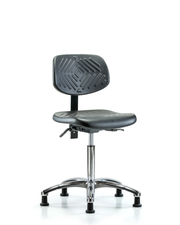 Polyurethane Chair Chrome - Medium Bench Height with Seat Tilt & Stationary Glides in Black Polyurethane