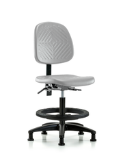 Polyurethane Chair - Medium Bench Height with Medium Back, Black Foot Ring, & Stationary Glides in Gray Polyurethane