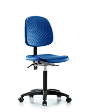 Polyurethane Chair - Medium Bench Height with Medium Back & Casters in Blue Polyurethane