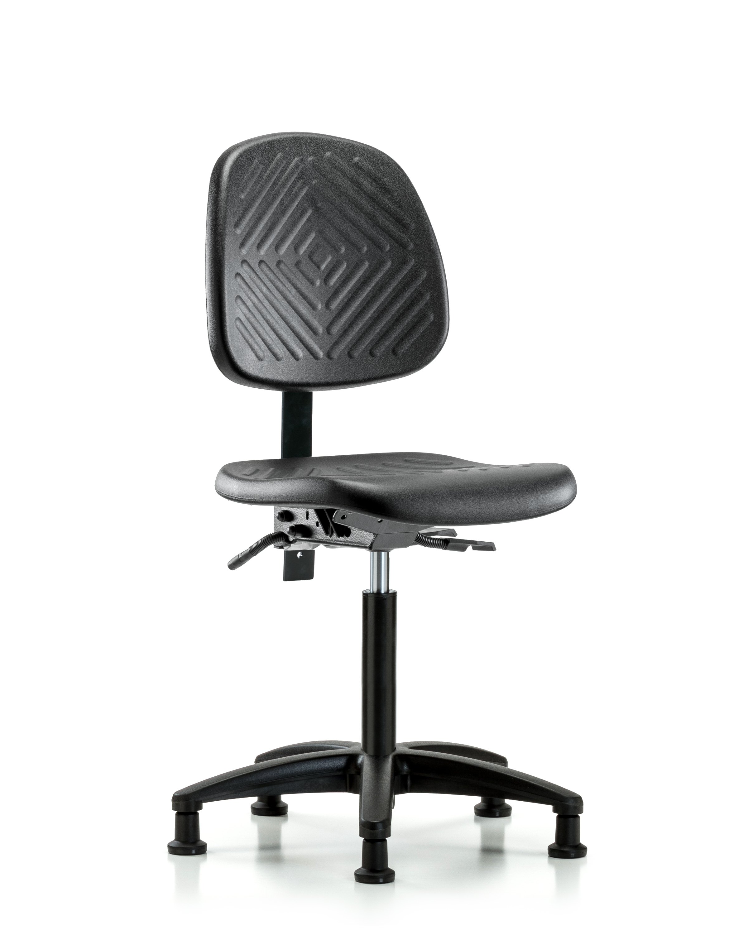 Polyurethane Chair - Medium Bench Height with Medium Back & Stationary Glides in Black Polyurethane
