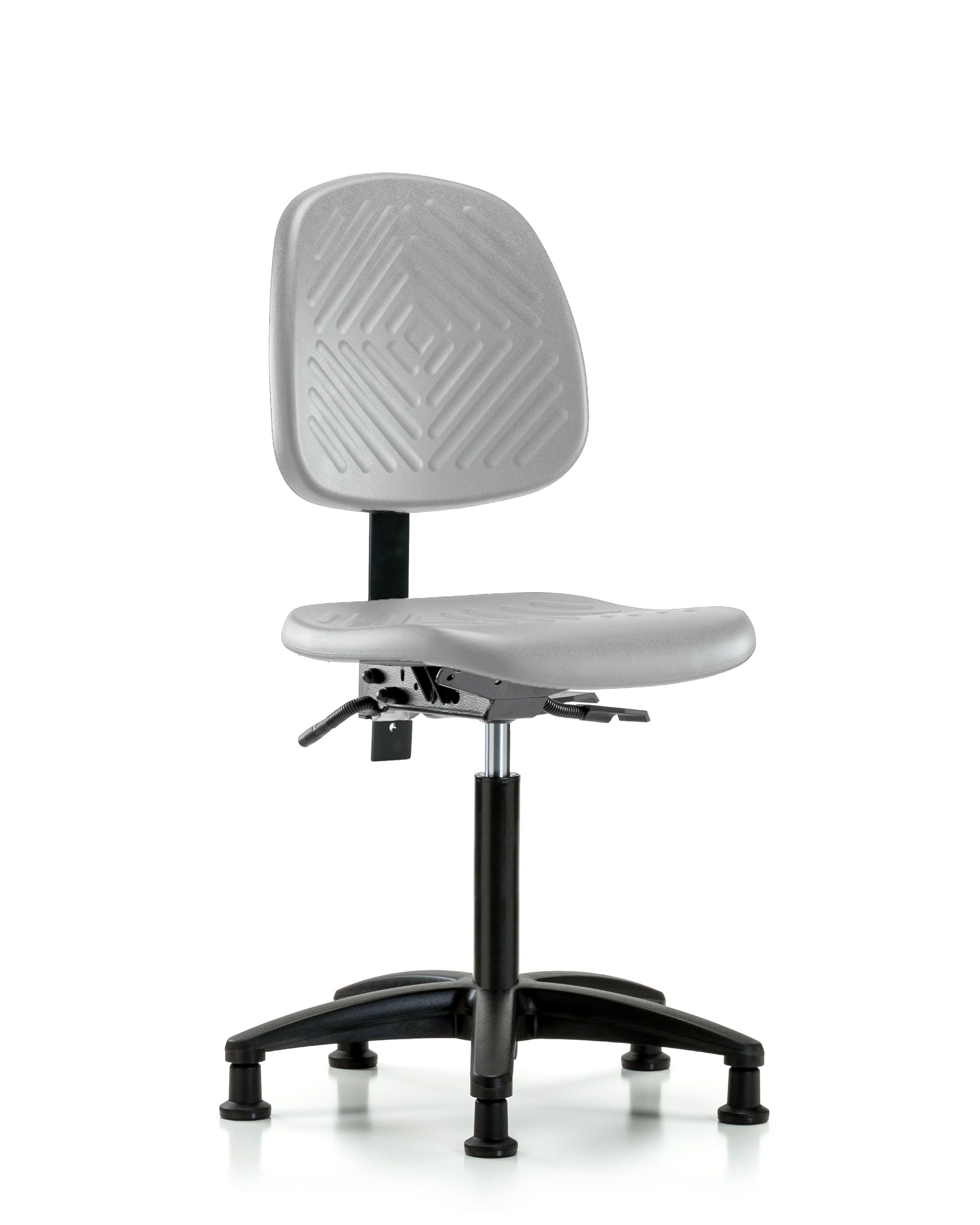 Polyurethane Chair - Medium Bench Height with Medium Back & Stationary Glides in Gray Polyurethane