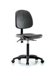 Polyurethane Chair - Medium Bench Height with Medium Back, Seat Tilt, & Casters in Black Polyurethane