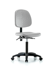 Polyurethane Chair - Medium Bench Height with Medium Back, Seat Tilt, & Casters in Gray Polyurethane
