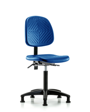 Polyurethane Chair - Medium Bench Height with Medium Back, Seat Tilt, & Stationary Glides in Blue Polyurethane