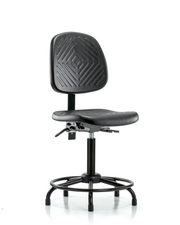 Polyurethane Chair with Round Tube Base - Medium Bench Height with Medium Back & Stationary Glides in Black Polyurethane
