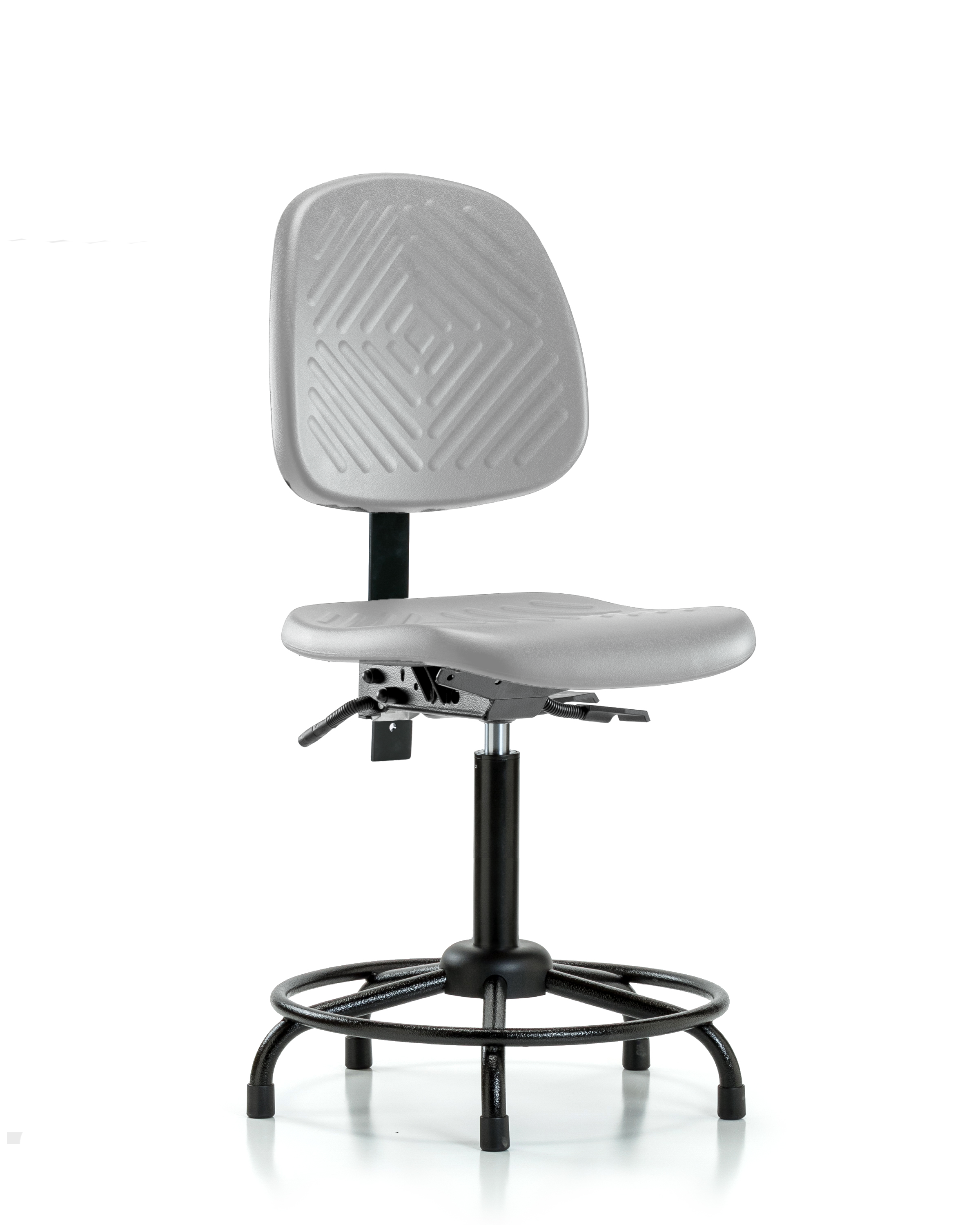 Polyurethane Chair with Round Tube Base - Medium Bench Height with Medium Back & Stationary Glides in Gray Polyurethane