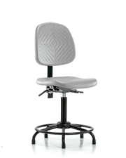 Polyurethane Chair with Round Tube Base - Medium Bench Height with Medium Back, Seat Tilt, & Stationary Glides in Gray Polyurethane