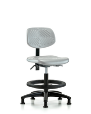 Polyurethane Chair - Medium Bench Height with Black Foot Ring & Stationary Glides in Gray Polyurethane