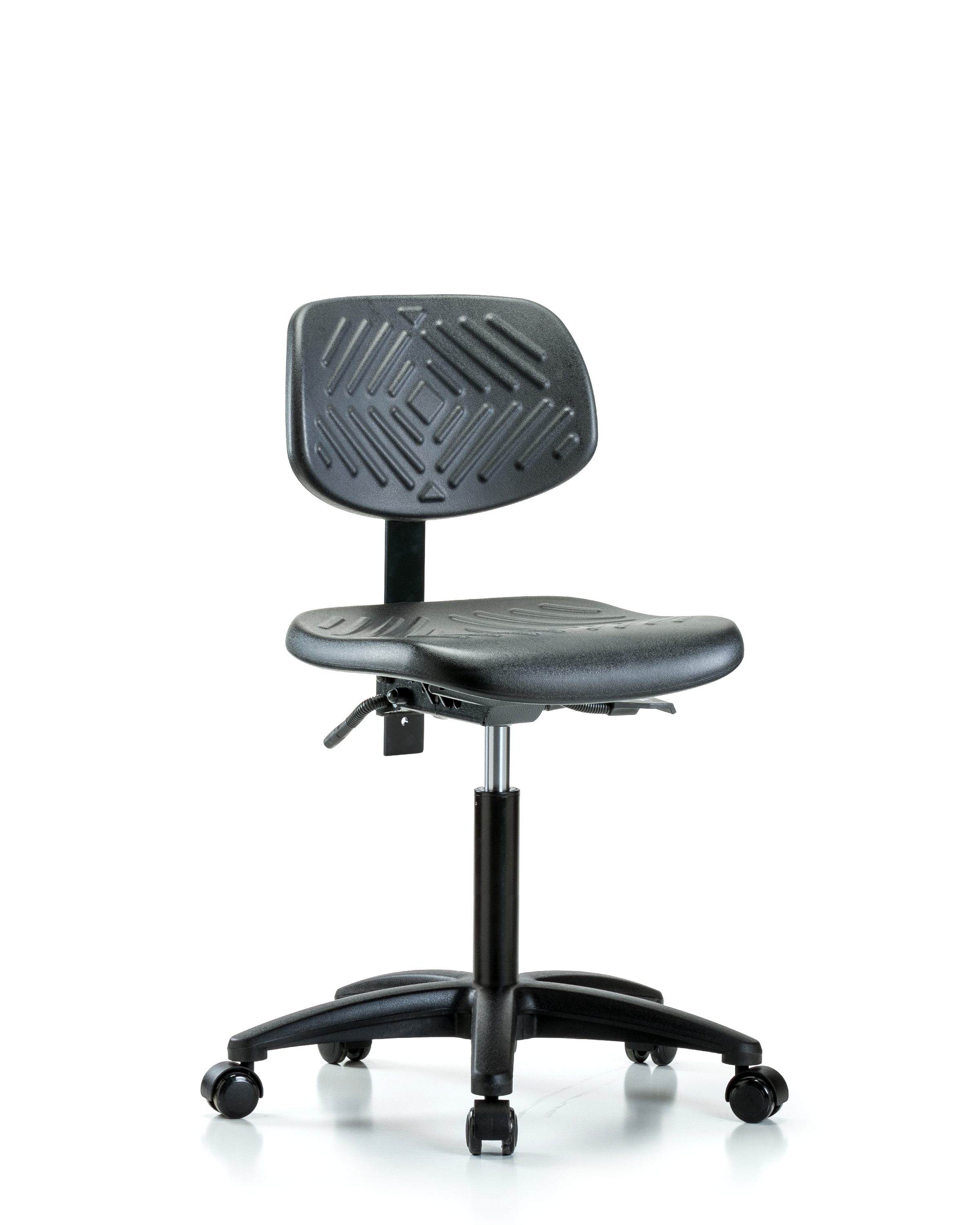 Polyurethane Chair - Medium Bench Height with Casters in Black Polyurethane