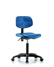 Polyurethane Chair - Medium Bench Height with Casters in Blue Polyurethane