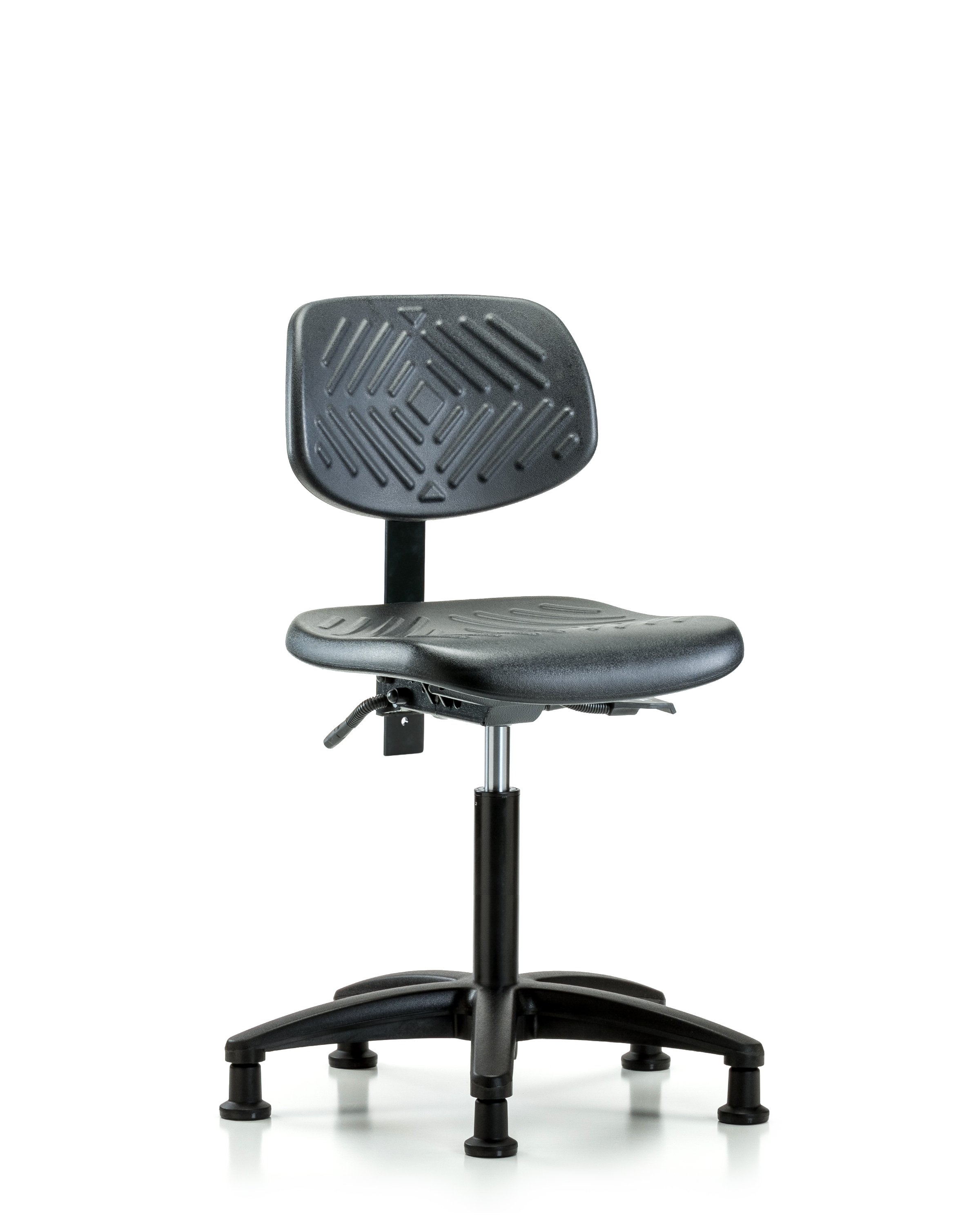 Polyurethane Chair - Medium Bench Height with Stationary Glides in Black Polyurethane